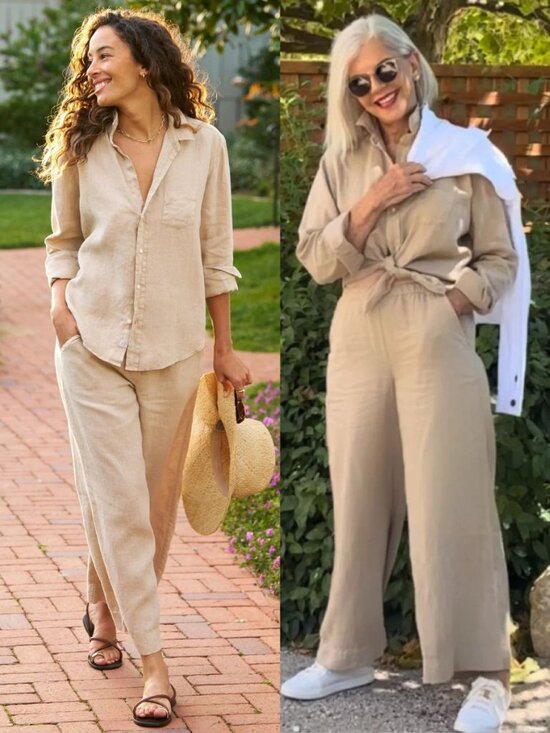 Frank & Eileen Pants - Frank & Eileen Tuscany Getaway Set‎ Biscuit Tan Eileen Shirt Maisie Pant Size XS